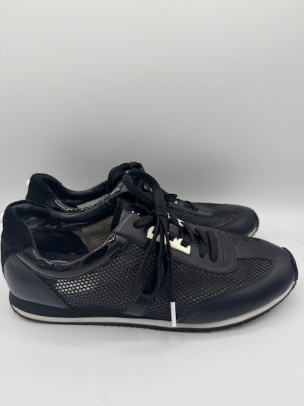 Michael Kors Black Leather and Mesh Sneakers Women's 10 - Picture 2 of 8